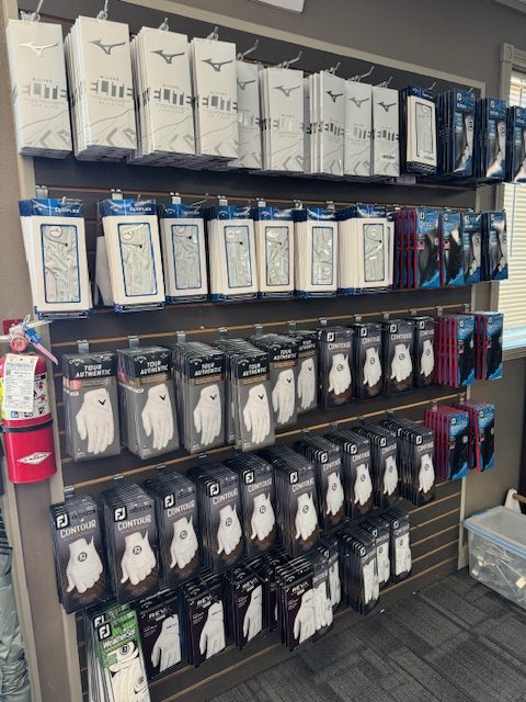 Apparel racks inside the Pro Shop